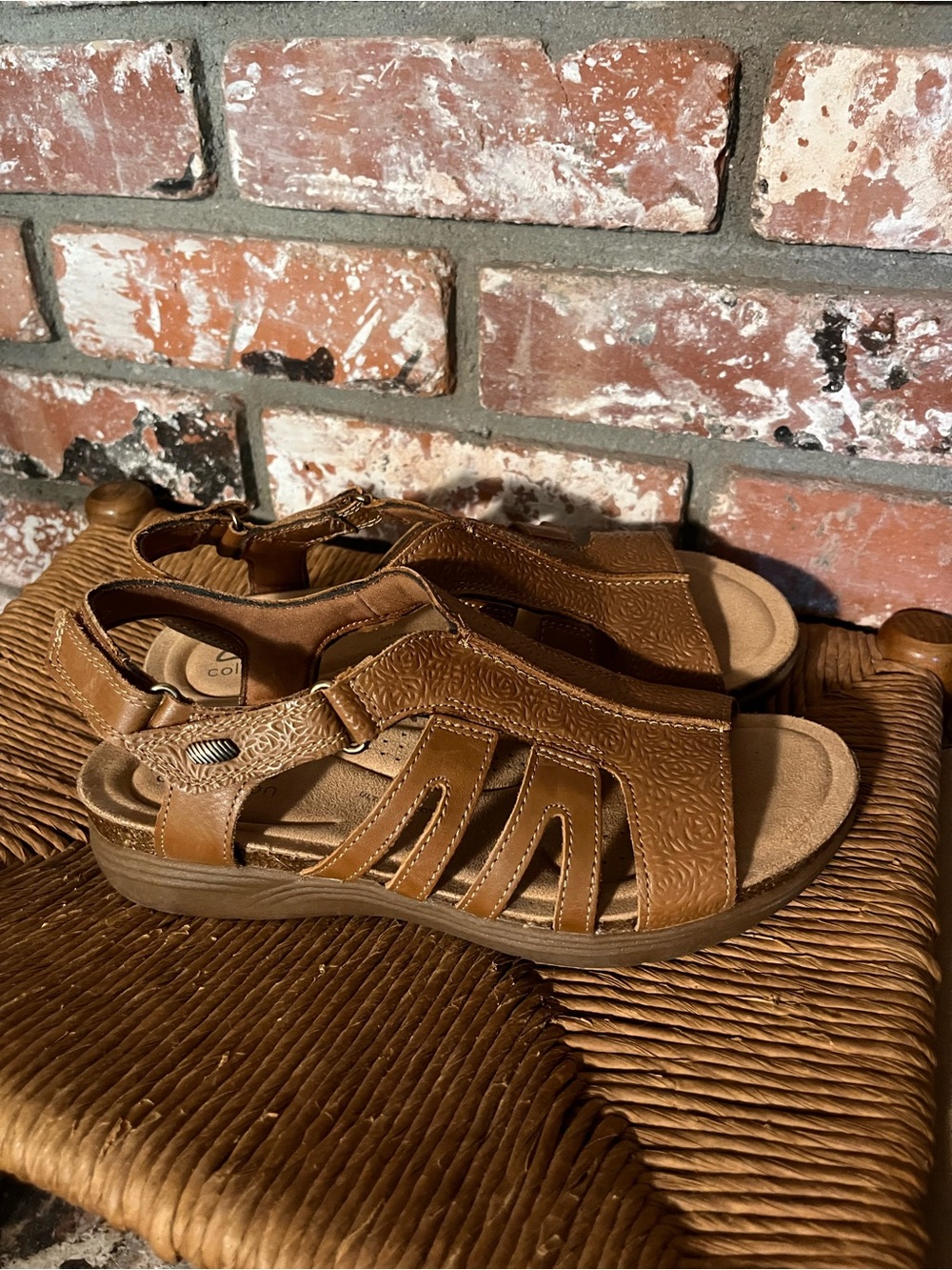 Clarks Tan Strappy Leather Sandals